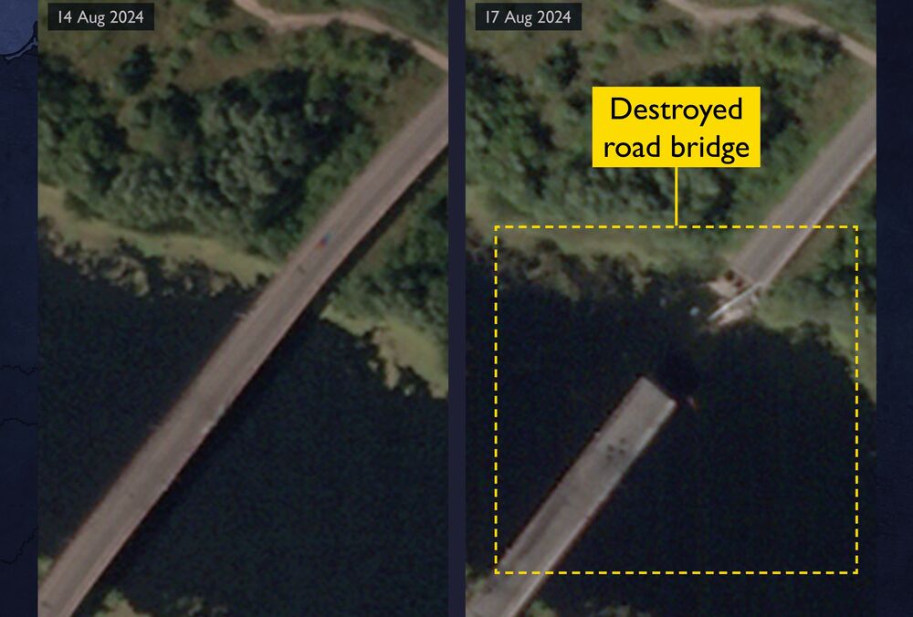 Британська розвідка показала знімки знищених мостів у Курській області