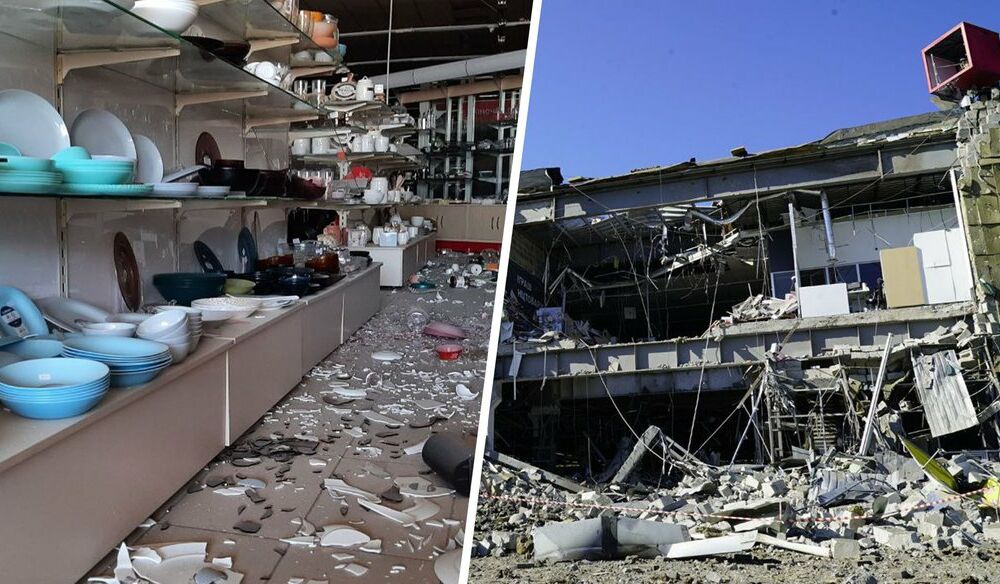 Російська ракета зруйнувала ТЦ у Харкові: момент ”прильоту” потрапив на відео