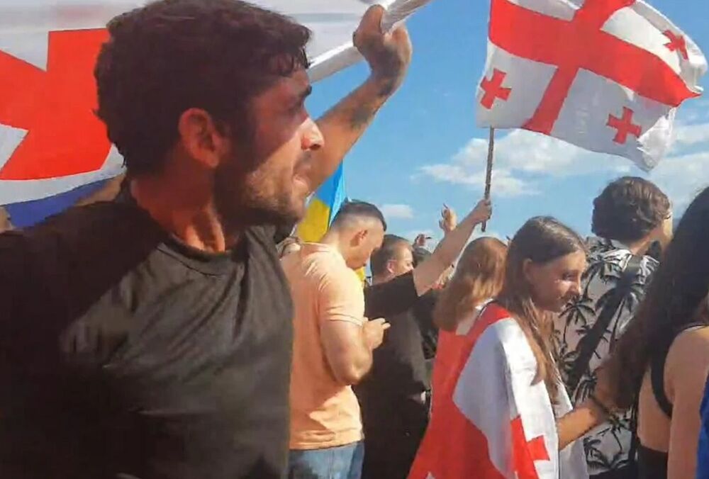 В Грузии полицейские задержали участников митинга против прибытия лайнера с гражданами РФ  В Грузии полицейские задержали участников митинга против прибытия лайнера с гражданами РФ