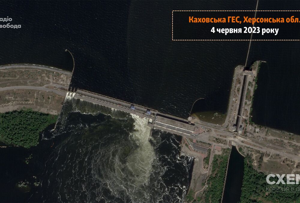 Опубликован первый спутниковый снимок разрушенной Каховской ГЭС