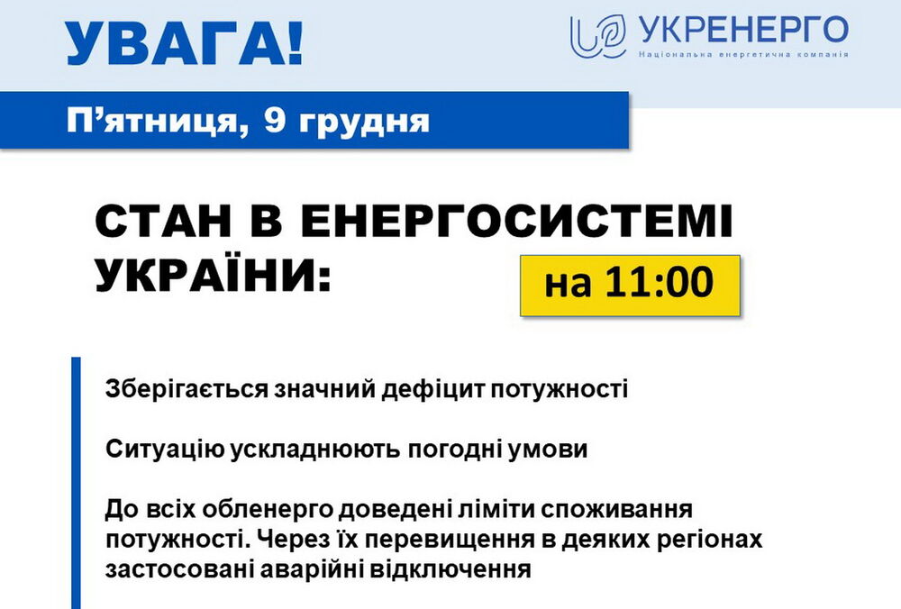 Ситуація в енергосистемі складна, легше у вихідні не стане, - Укренерго Ситуація в енергосистемі складна, легше у вихідні не стане, - Укренерго