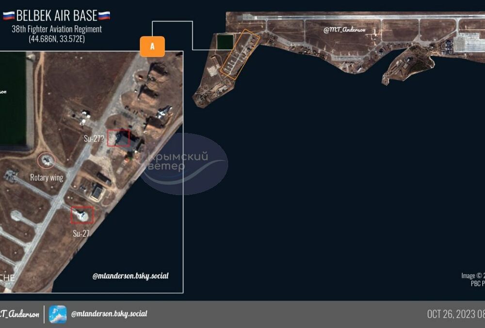 Супутник побачив фальшиві Міг-31 на аеродромі Бельбек у Криму: фото