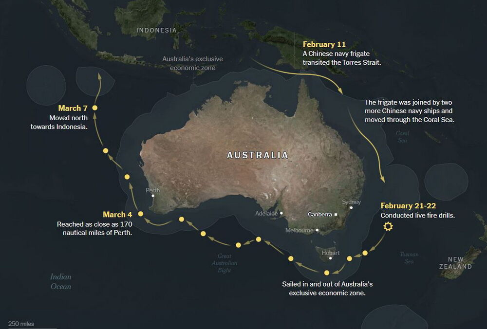 Китайські військові кораблі оточили Австралію під час своїх навчань