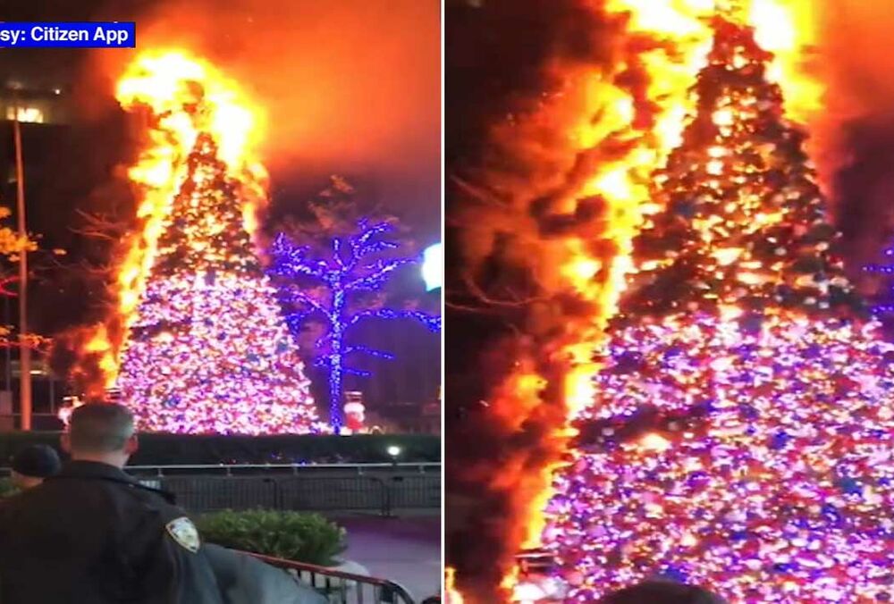 Бездомний житель Нью-Йорка підпалив різдвяну ялинку - ВІДЕО
