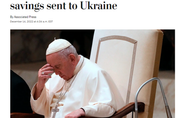 Папа Римський закликав скромно провести Різдво, аби допомогти Україні