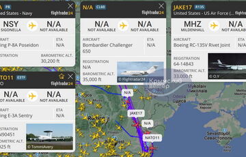Сразу четыре самолета НАТО ведут разведку на крымском направлении Сразу четыре самолета НАТО ведут разведку на крымском направлении