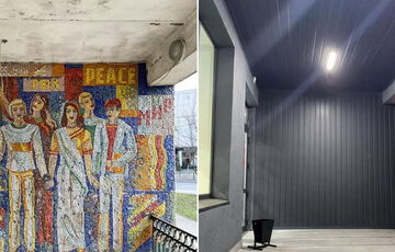 В Виннице ”Новая почта” уничтожила мозаику на здании ради нового отделения