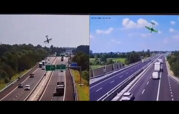 В Италии на оживленную трассу упал самолет: видео В Италии на оживленную трассу упал самолет: видео