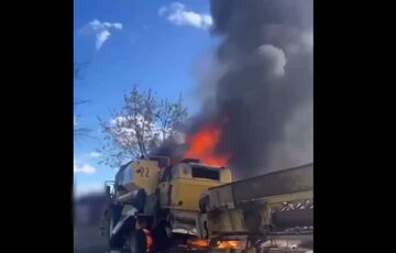 У Київській області через атаку дронів пошкоджено лінії електропередач і згорів комбайн