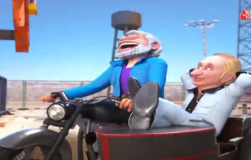 В Індії до приїзду Путіна показали мультфільм: диктатор катається на мотоциклі з Моді та стрибає по ліанах