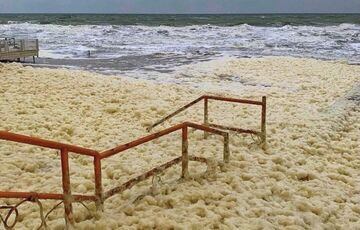 Туризм в Україні: пляжі Азовського моря вкрилися піною Туризм в Україні: пляжі Азовського моря вкрилися піною