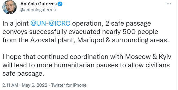 З Маріуполя та ”Азовсталі” евакуювали 500 людей, - ООН — фото