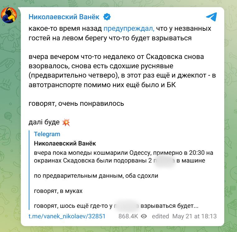 Под Скадовском взорвали автомобиль с ”кадыровцами” — фото 1