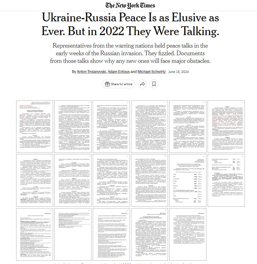 NYT показав проект українсько-російського ”мирного” договору, який не підписали у 2022 році — фото 1