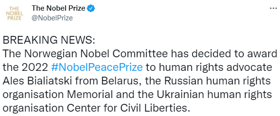 Украинские правозащитники получили Нобелевскую премию мира — фото 1