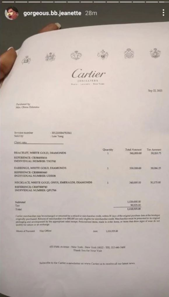 У Росії вигадали новий фейк, як Зеленська накупила прикрас у Cartier на мільйон — фото