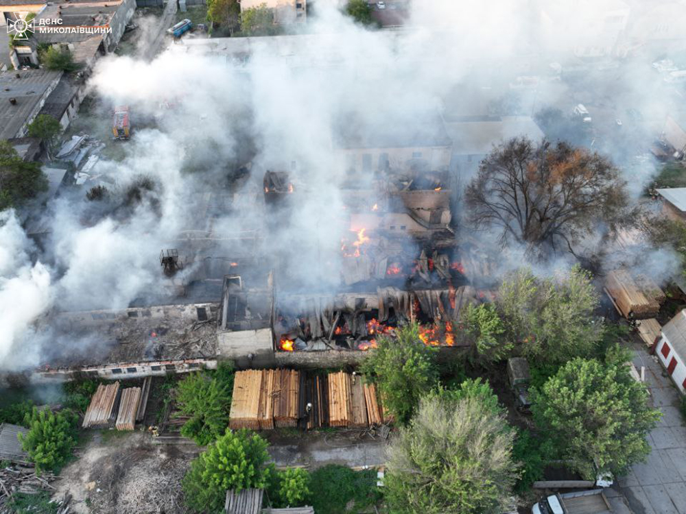 Масштабный пожар на деревообрабатывающем предприятии в Николаеве ликвидировали: кадры — фото 15