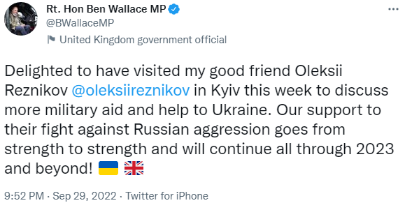 Министр обороны Великобритании тайно посетил Киев — фото 1