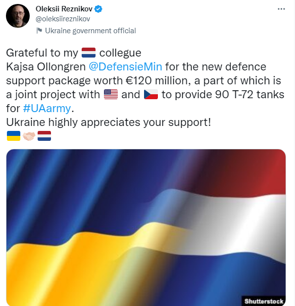 Зеленский и Резников поблагодарили союзников за передачу Украине танков Т-72 — фото 2