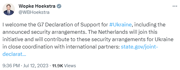 Нидерланды присоединяются к гарантиям безопасности для Украины от G7 — фото