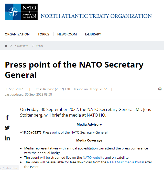 Генсек НАТО выступит со срочным обращением — фото