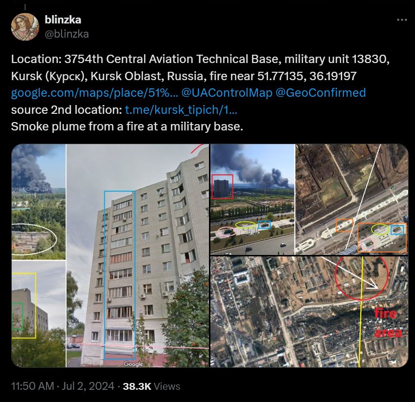 В Курске произошел мощный пожар - вероятно, горела военная база  — фото 1