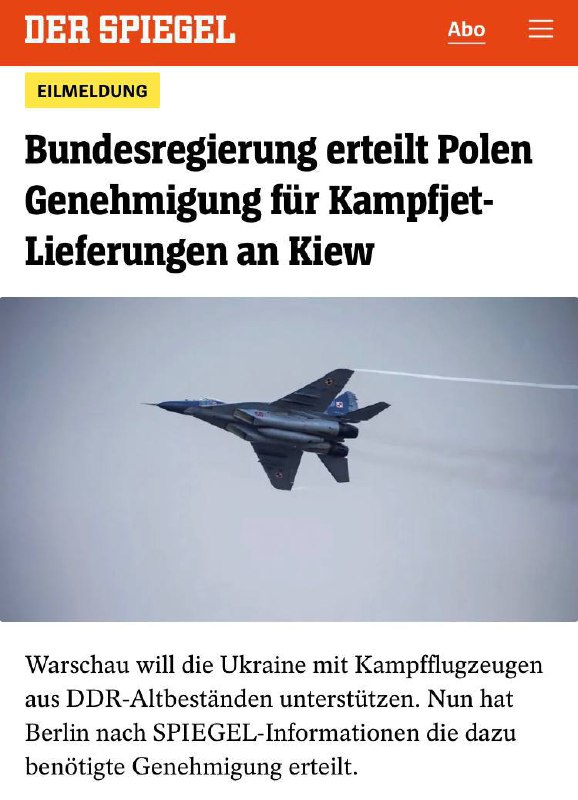 Германия одобрила предложение Польши по передаче истребителей МиГ-29 Украине — фото