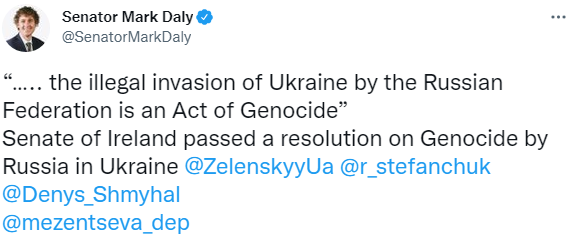 Ирландия признала войну России против Украины геноцидом — фото 1