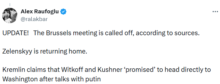 Встреча Уиткоффа и зятя Трампа с Зеленским в Брюсселе отменена — фото 1