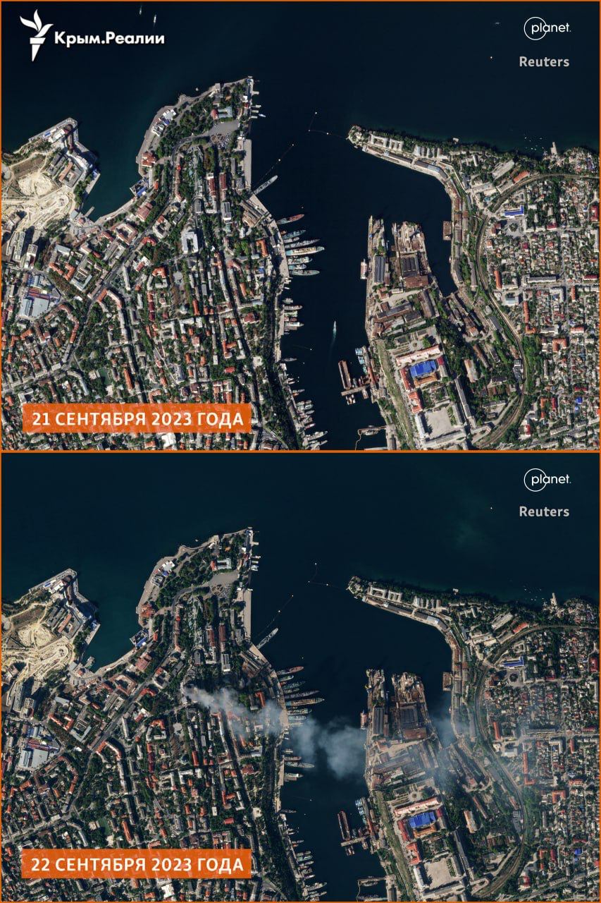 З'явилися супутникові знімки враженого ракетою штабу Чорноморського флоту — фото