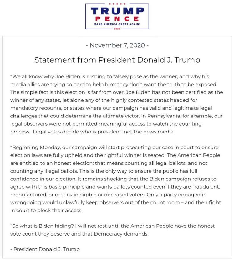 Підсумок виборів в США: Байден заявив про свою перемогу, але Трамп має намір судитися — фото