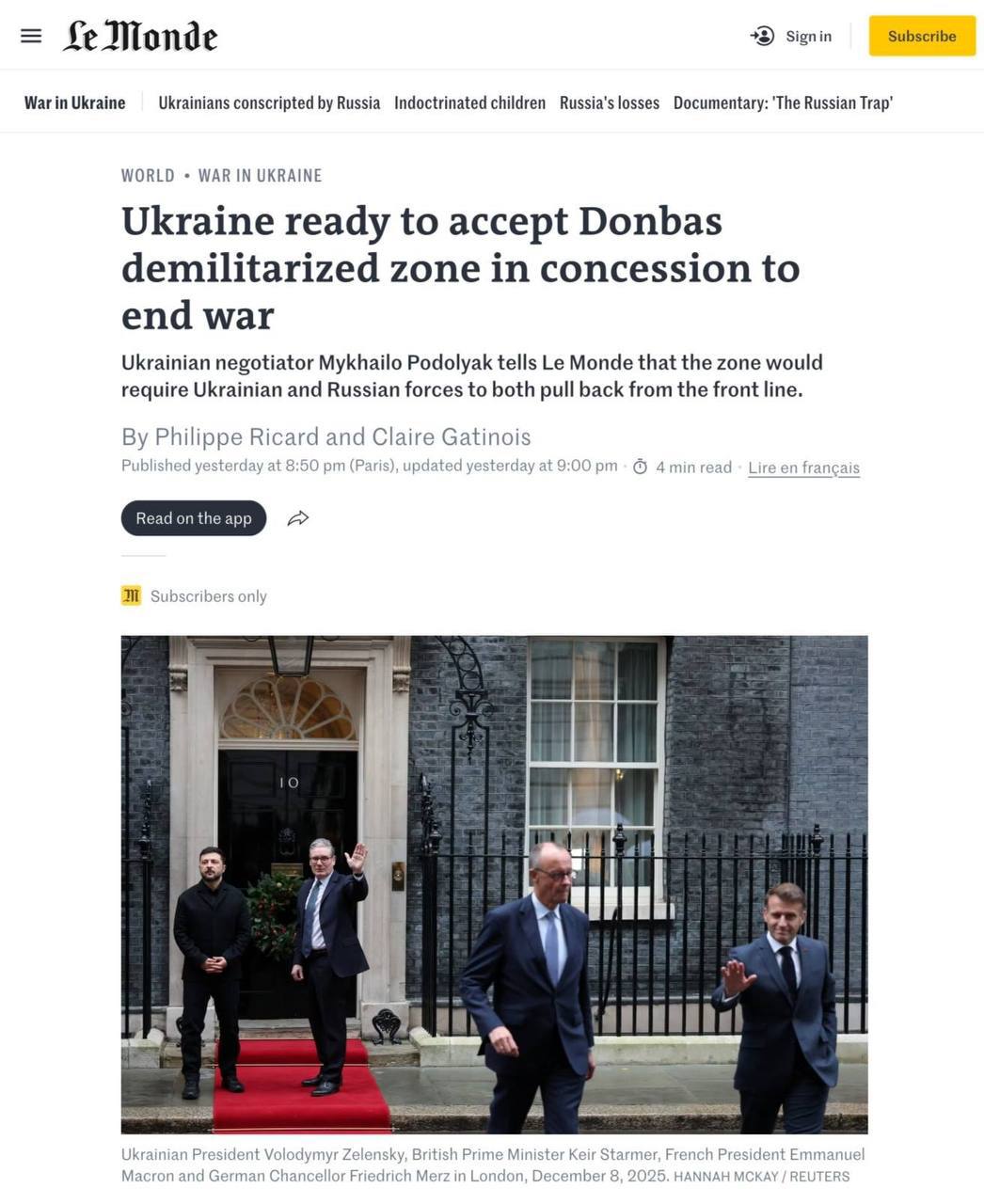 В ОП спростували інформацію Le Monde про те, що Україна готова створити буферну зону на Донбасі — фото 1